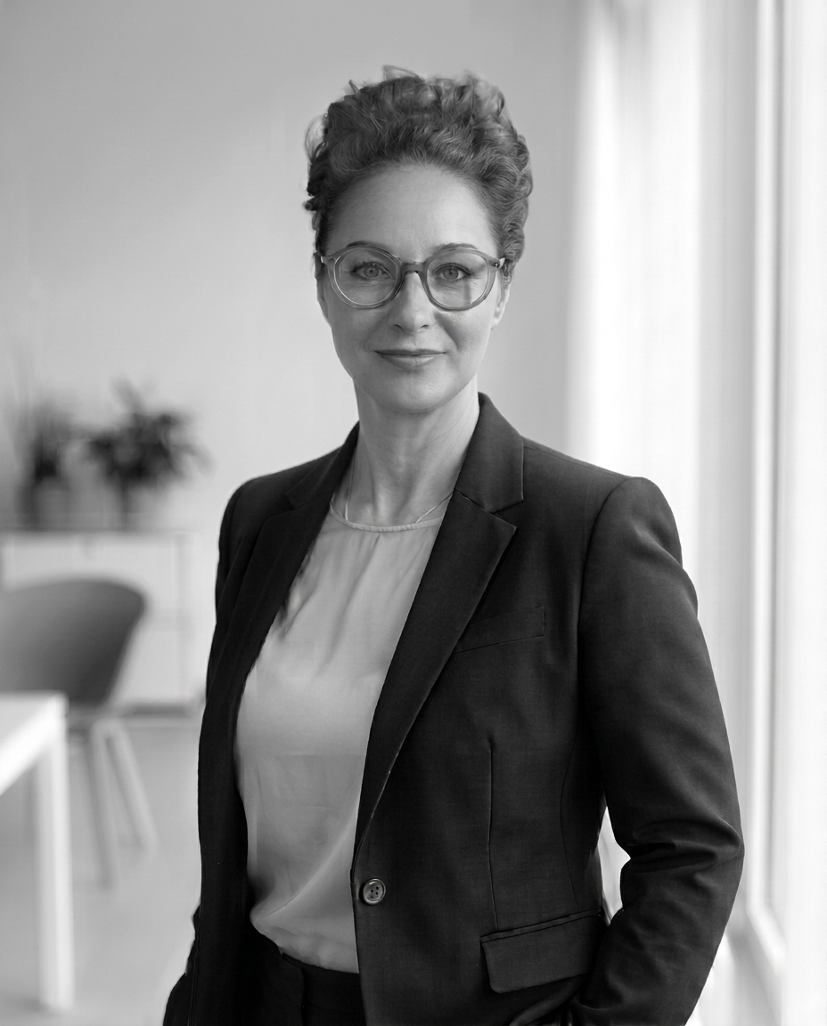 Melinda Melcher, Gründerin von simpletext, im Büro