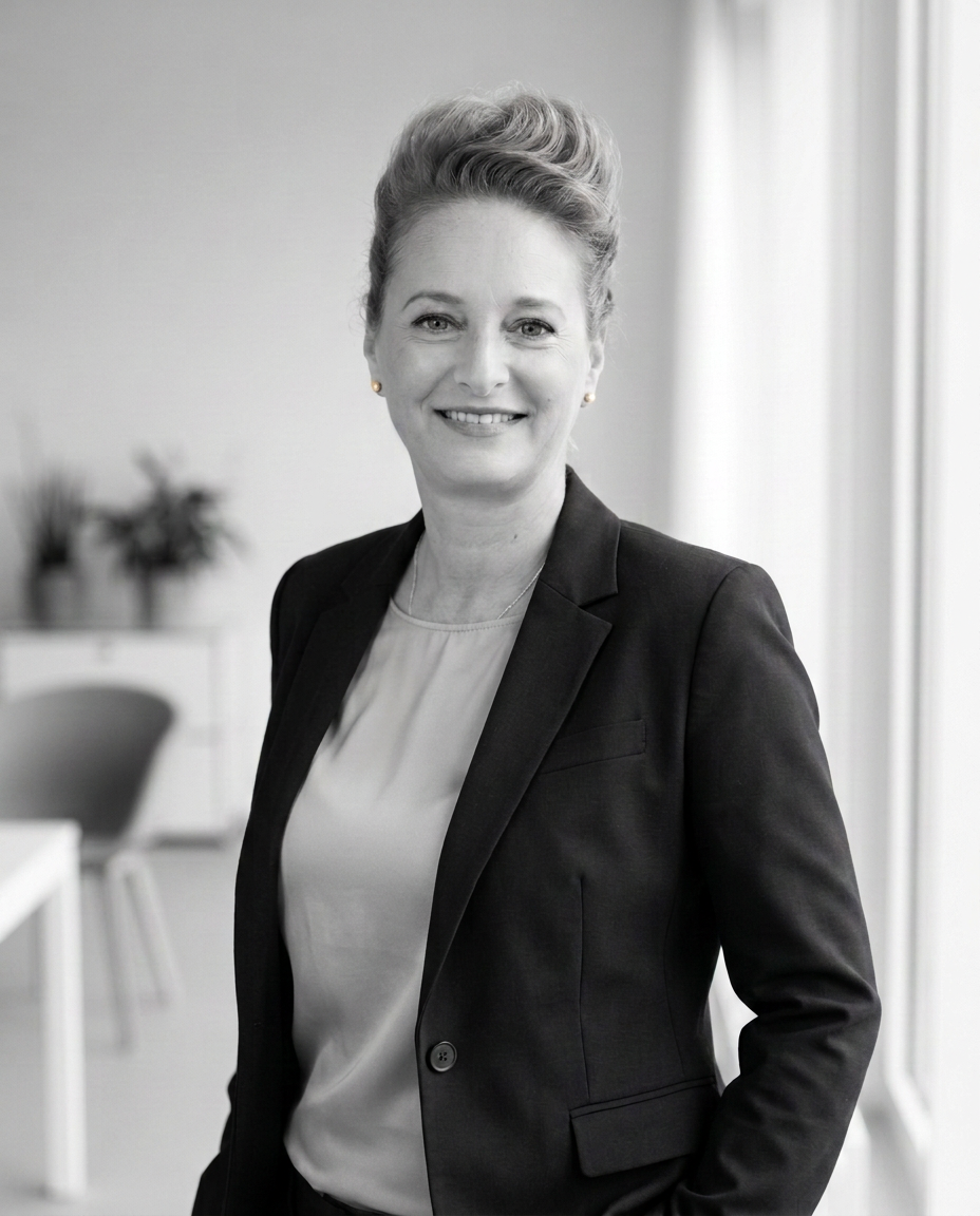 Melinda Melcher, Gründerin von simpletext, im Büro